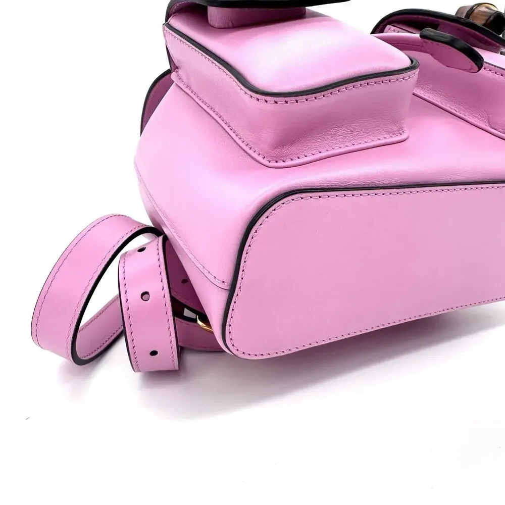 NIB Gucci Bamboo Backpack Pink Smooth Leather Top Handle $3,980 - Picture 14 of 16